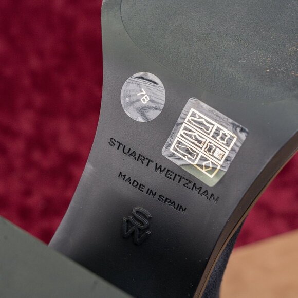 Stuart Weitzman Women Bethany Black Suede Square Toe Zip Fashion Boots sz 7 - Picture 9 of 10